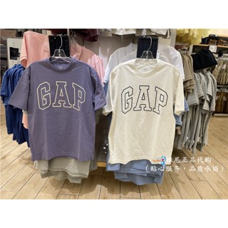 เสื้อยืดแขนสั้นลําลอง ผ้าฝ้าย ทรงหลวม พิมพ์ลายโลโก้ Gap สําหรับผู้ชาย