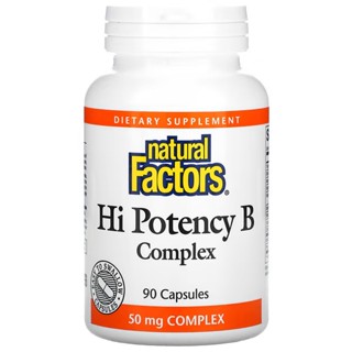 วิตามินบีรวม 50 Hi Potency Complex Vitamin B  50  90 Capsules , Natural Factors