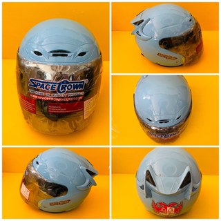 หมวกกันน็อค knight ปรอทเงิน สีฟ้า มอก.