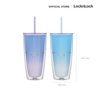 LocknLock แก้วพลาสติก 2 ชั้นพร้อมหลอด Dream Star Double Wall Cold Cup ความจุ 750 ml. รุ่น HAP522