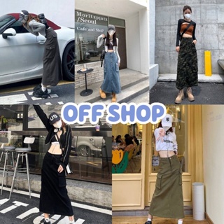 OFF SHOP พร้อมส่ง (OFF-822)กระโปรงยีนส์เอวสูง ทรงยาว วินเทจ ใส่แล้วเท่ใส่สบายมาก-NZ