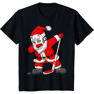 เสื้อยืด พิมพ์ลายคริสต์มาส Santa Dabbing Hockey Player s s Dabเสื้อคู่รัก