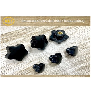 มือหมุนดอกไม้เกลียวในทองเหลือง Pentagram Star Grip Knob (female thread)