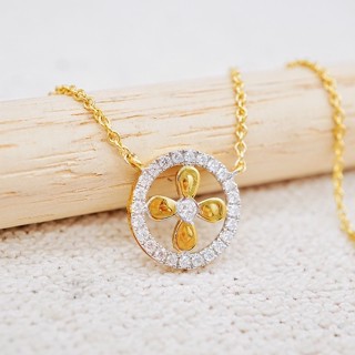 [ 📌พร้อมส่ง ] สร้อยคอพร้อมจี้เพชรแท้น้ำ100 💎 ทองคำแท้9K (ทอง37.5%) ✨เพชรเบลเยี่ยมแท้✨ ขายได้ จำนำได้ [9KPN179]