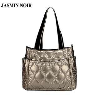 Jasmin NOIR กระเป๋าสะพายไหล่ กระเป๋าถือ ผ้าไนล่อน ลายสก๊อต สําหรับสตรี