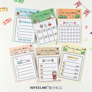 พร้อมส่งในไทย Sticky Memo กระดาษโน้ต แบบมีกาว โพสต์อิท Post-it ลายการ์ตูน Weekly Plan จำนวน 30 แผ่น