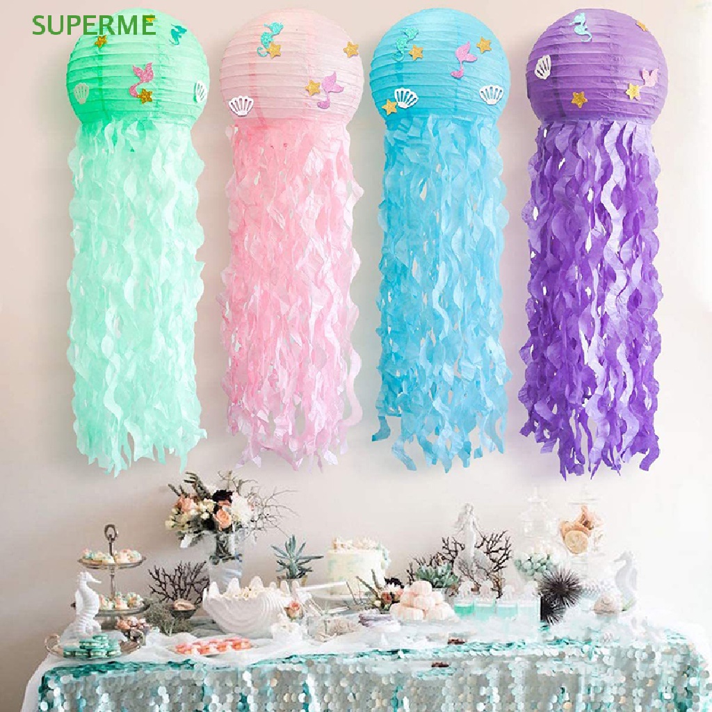 SUPERME Mermaid Party ตกแต่ง DIY โคมไฟแมงกะพรุน Little Mermaid Sea Party ร้อน
