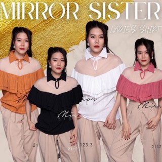 Code : 21123.3 เสื้อคอปกต่อซีทรู เสื้อใส่ไปงาน เสื้อสีขาว งานป้าย Mirrorsister