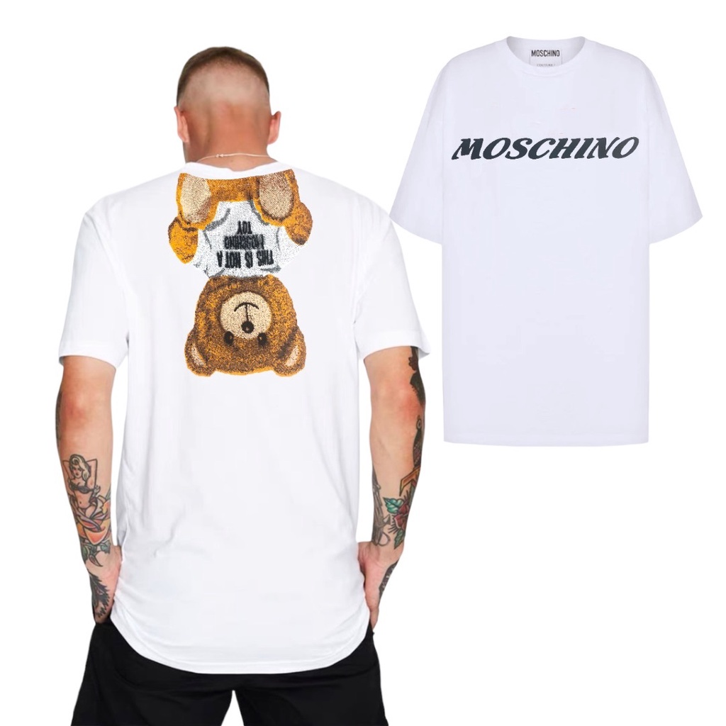 TLC คุณภาพพรีเมี่ยม 1:1 M0sch1n0 Tshirt ผู้หญิงผู้ชาย Baju T เสื้อ