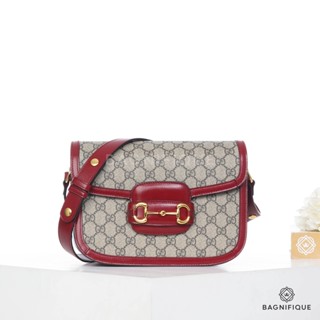 GUCCI HORSEBIT 1995 SMALL RED GG SUPREME MONOGRAM GHW