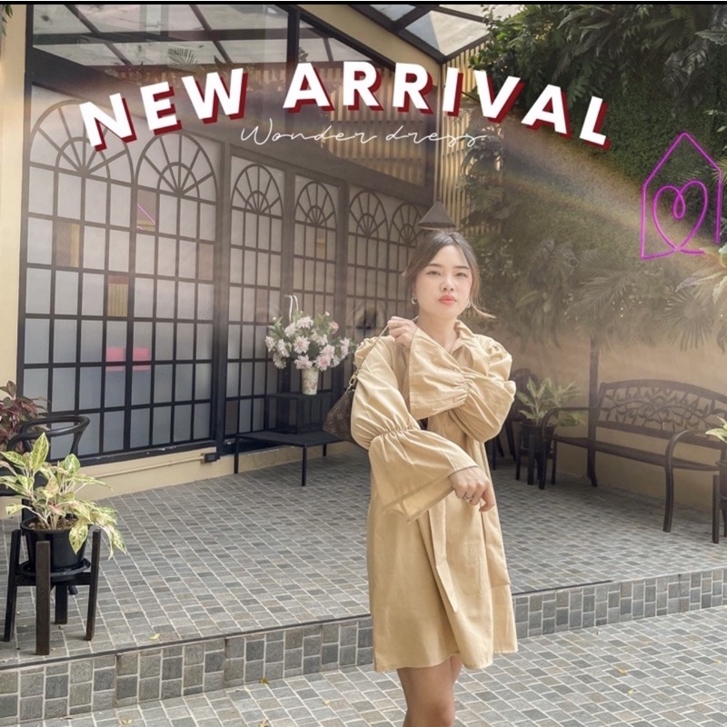 ชุดเดรสสีเบสจากร้าน12feb