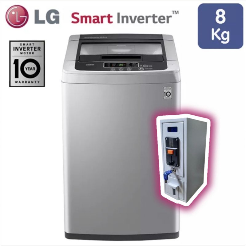 เครื่องซักผ้าหยอดเหรียญ  LG T2108VSPM8 Inverter 8kg. เครื่องซักผ้า