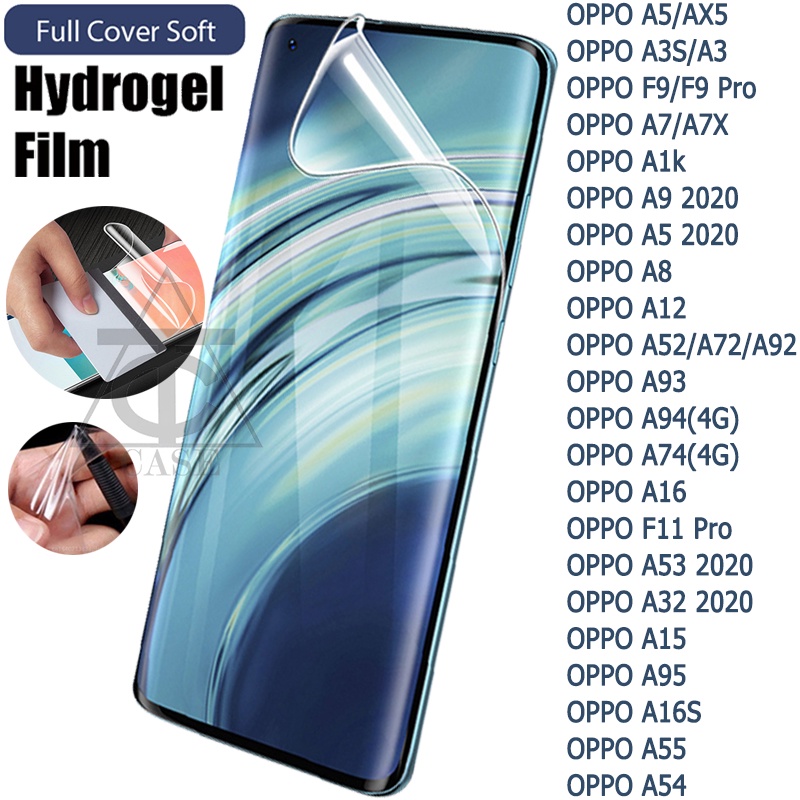 ฟิล์มไฮโดรเจลแบบเต็มหน้าจอ Oppo A15 A78 A58 A7 A7X A12 A5 A9 A53 A54 A74 F11 Pro A3s A16 A16s A94 A93 A1K A52 A72 A92 A8