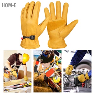 Hom-E Work Gloves Prevent Slip Wearable Adjustable Soft Protective Faux Cowhide for Gardening Riding Auto Repairing