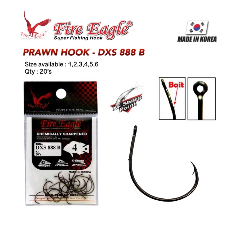 MATA FIRE EAGLE DXS 888 B SHRIMP HOOK FISHING EYE NO.8
