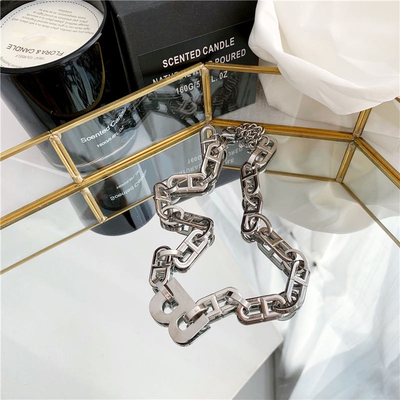 ฮิปฮอป พังก์ พังก์ สร้อยคอโซ่ หรูหรา ออกแบบตัวอักษร B Charm สร้อยคอโช้คเกอร์ สีทอง โกธิค เครื่องประดับสําหรับผู้หญิง ปาร์ตี้