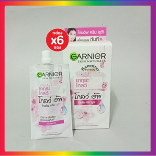 (6 ซอง) ครีมปรับสีผิว การ์นิเย่ GARNIER SAKURA WHITE PINK UP TONE UP