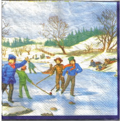 Pladao Napkin ภาพ วินเทจ Winter Sports กระดาษ แนพกิ้น สำหรับงานศิลปะ เดคูพาจ decoupage ขนาด L 33x33