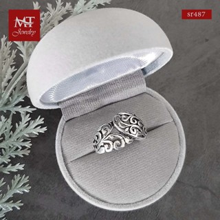 MT แหวนเงินแท้ งานไทย ลายเส้น ตัวเรือนรมดำ ไซส์: 55 Solid 925 Sterling Silver Ring (sr487) MT Jewelry มณีธารา