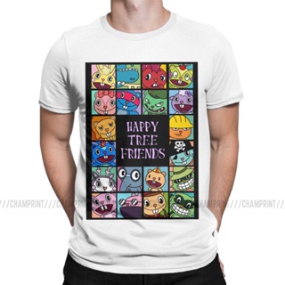 Happy Tree Friends T Shirts Men Cotton T-Shirt Toothy Lumpy Flippy Petunia Sniffles Handy Cartoon Tees Short Sleeve