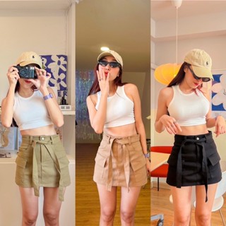 กระโปรงกางเกง รุ่น Basic Cargo Skirt 2in1 มาพร้อมเชือกผูกเอว ถอดสายได้ ผ้าหนาดีมาก ทรงสวย มี3สี(มีเก็บเงินปลายทาง)