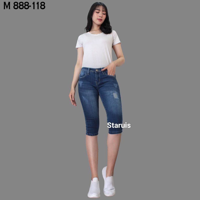 กางเกงยีนส์ Staruis koreanstyle 7/8 Stretch. M888 118 [size:27-38]. ฉีกไม่ซีทรู (มีซับด้านใน)