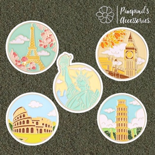 🇹🇭 พร้อมส่ง : เข็มกลัดเซ็ทสถานที่ท่องเที่ยวที่สำคัญทั่วโลก | Tourist World Attractions Enamel Brooch Pin Set.