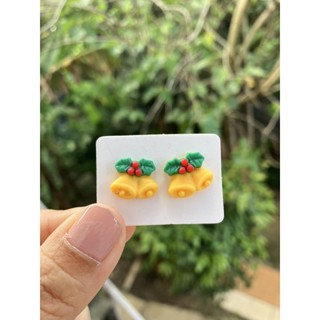 ต่างหูกระดิ่งคริสต์มาสสีเหลืองสดใส