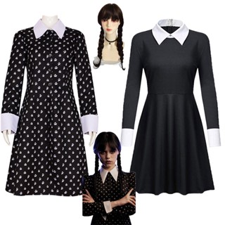 TV Wednesday Addams Dress Anime Cosplay Women Black Gothic Wednesday Dress Cosplay Outfits