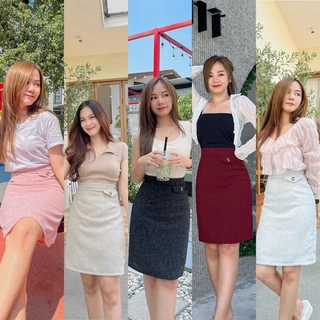 🎀กระโปรงแต่งกระเป๋าหน้าผ้าทวิตมีซับใน🎀