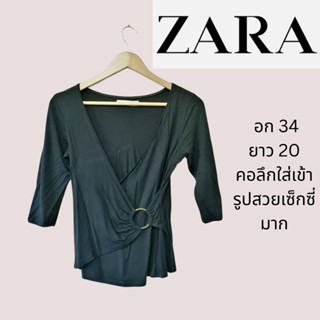 Zara Women เสื้อคอวี เซ็กซี่ เข้ารูปแต่งเอวเกร๋ๆ ไซส์ M