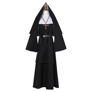 พร้อมส่ง ชุดคอสเพลย์ THE NUN Ghost Pastor Robe แจกไม้กางเขน สําหรับปาร์ตี้ฮาโลวีน