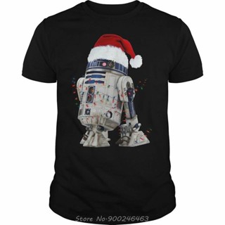 #ถูกสุด Star R2D2 Christmas Led Light Wars T Shirt Merry Christmas Black 100% Cotton T-shirt Funny Men Tshirt d Tees