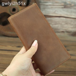 ◙❐℡Lowest priceHandcrafted Vintage Leather Long Wallet 2 Folds