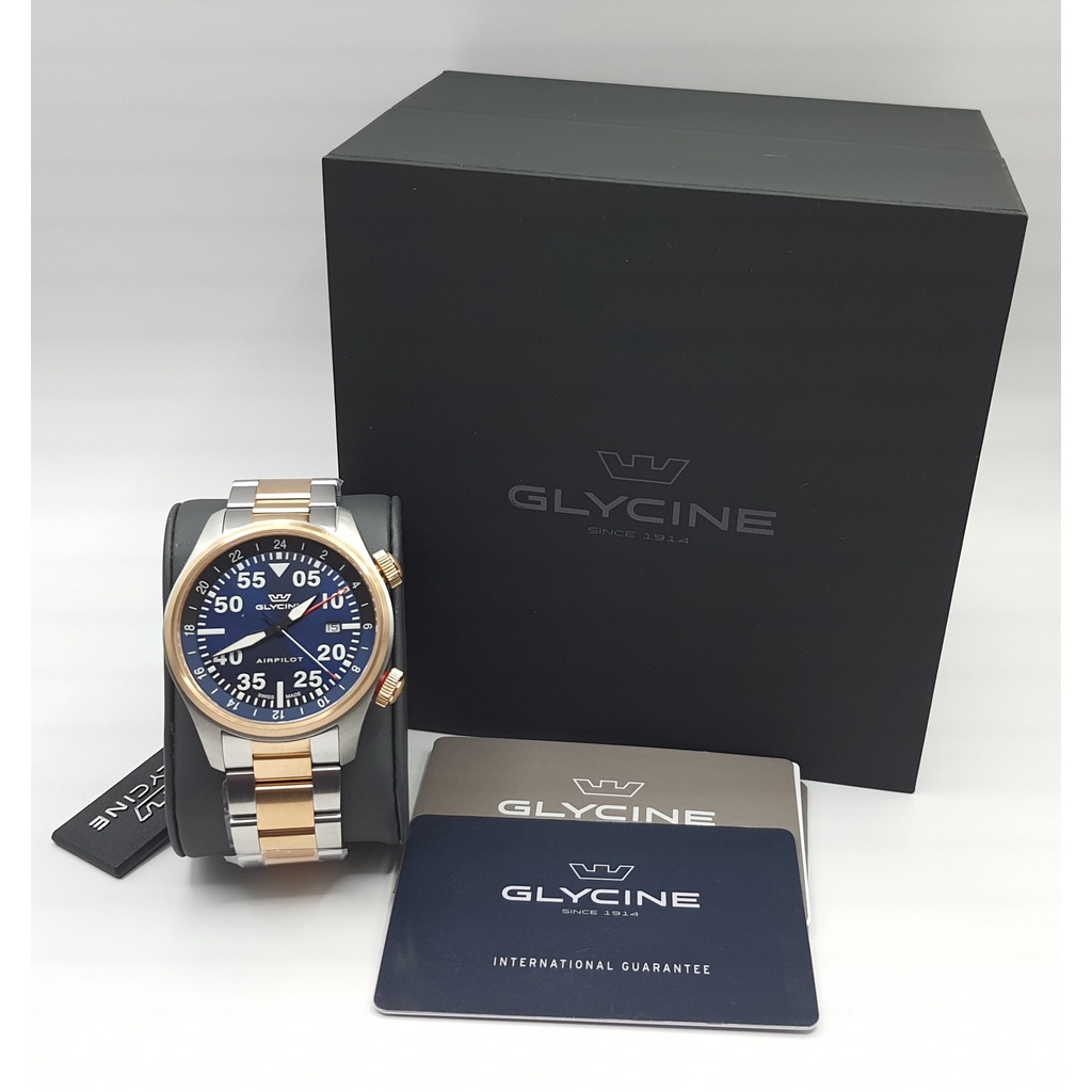 นาฬิกา GLYCINE MEN'S GL0349 AIRPILOT GMT 44 MM QUARTZ พร้อมกล่อง (ใหม่)