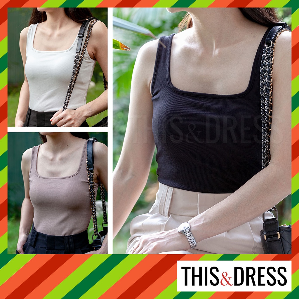 Kylie Tank Top เสื้อกล้าม มีบราในตัว ทรงน่ารัก ผ้านิ่มมาก สายเล็กพอดีๆ ใส่แล้วดูผอม