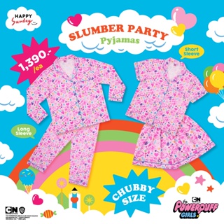 [CHUBBY SIZE] SLUMBER PARTY Pyjamas | เซ็ตชุดนอนพาวเวอร์พัฟเกิร์ลส์สีชมพู