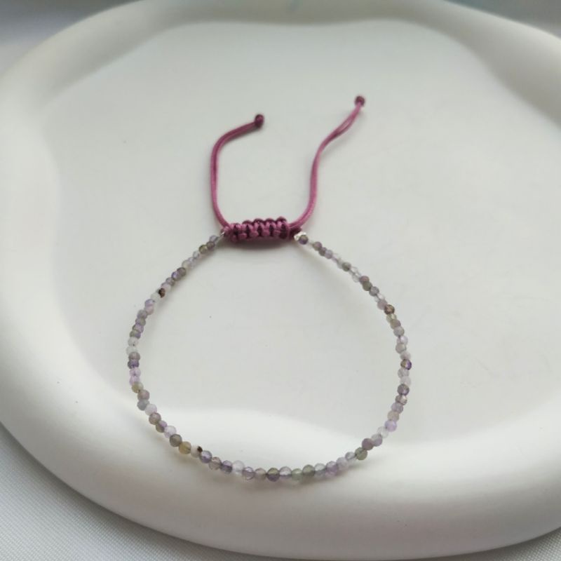 Amethyst- อเมทิสต์ หินเจียร 2 มิล สร้อยข้อมือ สร้อยข้อมือหินมงคล หินนำโชค อเมทิสต์หินแห่งการบำบัด สีม่วงอ่อน