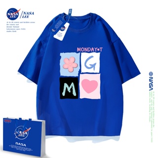 NASA ร่วมแขนสั้นเสื้อยืด 2022 ฤดูร้อนใหม่ผู้หญิงหลวมผ้าฝ้ายครึ่งแขน Klein สีฟ้าฤดูร้อน topกวินเทจเสื้อยืดเสื้อเชิ้ต_54