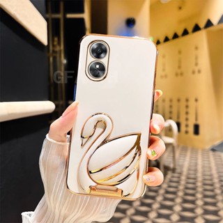 พร้อมส่ง เคสโทรศัพท์มือถือแบบนิ่ม กันรอยเลนส์กล้อง ลายหงส์ พร้อมขาตั้ง แฟชั่น สําหรับ OPPO Reno 8T 5G Reno8 T 4G Reno8T 5G RENO8T4G