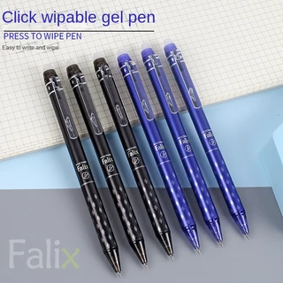 ปากกาหมึกลบได้ 0.5 ลบได้ สีดํา สีฟ้า แบบเรียบง่าย จํานวน 6 ชิ้น