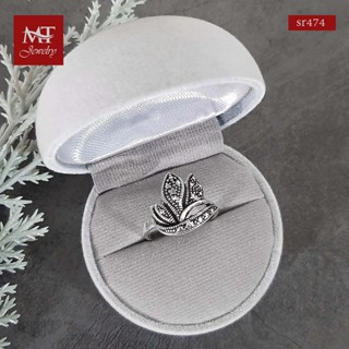 MT แหวนเงินแท้ รูปใบไม้ งานรมดำ ไซส์: 57, 60 Solid 925 Sterling Silver Ring (sr474) MT Jewelry มณีธารา