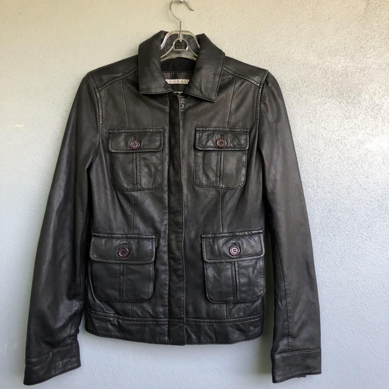 LEATHER BIKER JACKET แจ็คเก็ตไบค์กี้ผู้หญิง KOOKAI FRANCE มือสองจากญี่ปุ่น เสื้อหนังแกะแท้