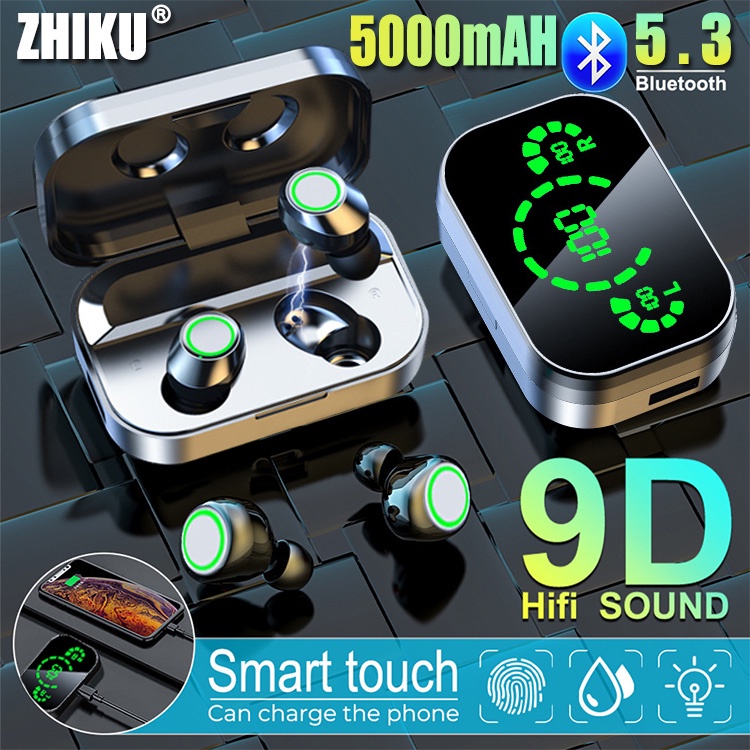 [พร้อมส่ง]ZHIKU หูฟังบลูทูธ เสียงใสเบสดี กันน้ำ IPX7 บลูทูธ5.3 หูฟัง แสงไฟLEDพร้อมระบบสัมผัส รองรับฟังก์ชัน ios/android