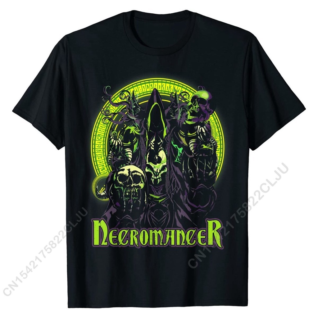 เสื้อยืด mens t-shirt ผ้าฝ้าย สไตล์ necromancer สำหรับคอสเพลย์เกม Magic RPG