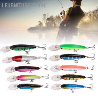 I Furniture store เหยื่อตกปลา 10 ชิ้น ชุด สี Minnow Fishing Lure Tackle 9 ซม. 7.5 กรัมต่อเหยื่อสำหรับน้ำจืด Long Shot