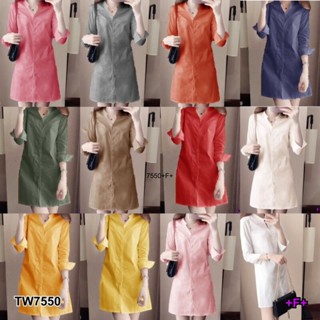 CS7550  เดรสเชิ้ตคอจีน  Mandarin Collar Dress Shirt