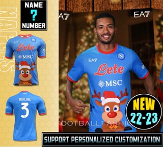 เสื้อกีฬาแขนสั้น ลายทีมชาติฟุตบอล Napoli 22-23 Christmas special edition ไซซ์ S-2XL พร้อมส่ง