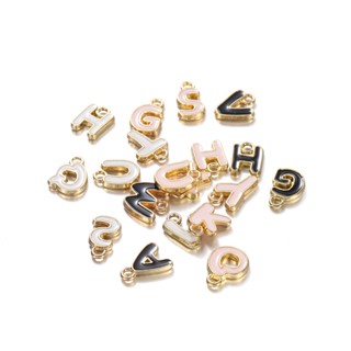 จี้ตัวอักษรโลหะผสม 5ชิ้น12x7มม.สีดำสองด้าน สำหรับDIYสร้อยคอ-…