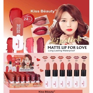 ⚡FLASH SALE⚡♡พร้อมส่ง Matte Lip For Love ลิปสติก Kiss Beauty เนื้อดี นุ่มลื่น เม็ดสีแน่น no.36050(24pcs in a box)